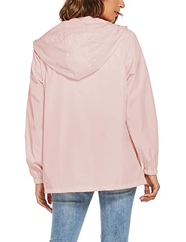 Avoogue Womens Waterproof Raincoat Lightweight Breathable Rain Jacket Hooded Rain Coat Outdoor Active Windbreaker with Pocket