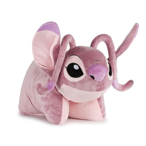 Disney Coussin Peluche 2 en 1 pour Enfant Angel de Lilo et Stitch - Coussin Peluche Ultra-Doux à câliner, avec Fermeture Velcro, Multi-usages