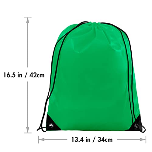 Image of IKAYAS 6Pcs Drawstring Bags Bulk Green Drawstring Backpack, String Backpack Cinch Sack Sport Gym Backpack Bags for Yoga Traviling Outdoor Sports