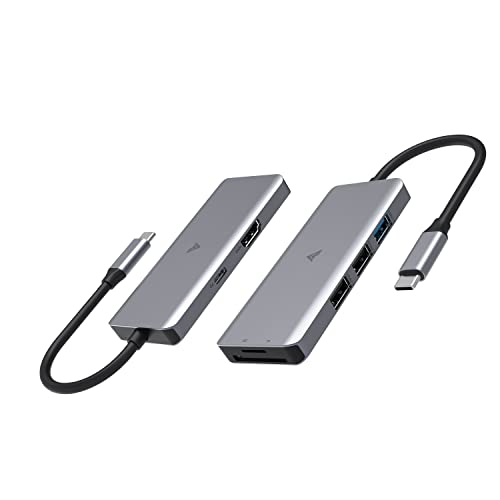 Image of Vaku Luxos USB Hub Type C SENTINEL 7IN1 multiport USB 2.0 /3.0 High-Speed Adapter connector (5GBPS) data transfer Converter Extension, 4K HDMI, SD /TF Card Reader docking station USB A Port Compatible with Macbook Air Pro (M1, M2 etc), iPad Pro Air, Laptop, and Other Type C Mobile & Devices