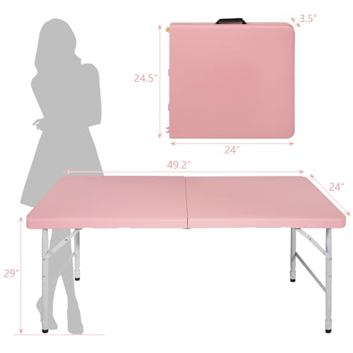 Mesa Plegable SculPong CT de 4 FT, Plástico Rectangular Plegable, Portátil, Color Rosa miniatura 4