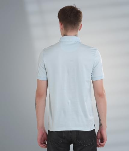 Image of TURMS Men's Mercerized Cotton Solid Polo T-Shirt, Anti-Odor, Moisture Control & Wicking, Jacquard Collared Neck, Half Sleeve