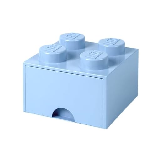 LEGO Aufbewahrungsstein, 4 Noppen, Stapelbare Aufbewahrungsbox, 5,7 l, hellblau 9 Room Copenhagen 4005 Schublade Brick Drawer 4", Plastik, Hellblau, 25 x 25 x 18 cm