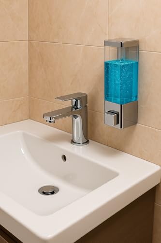 Image of Cube ABS Wall Mounted Soap Dispenser for Shampoo, Sanitizer, Lotion, Dish Wash Gel - Refillable Liquid Pump for Bathroom, Kitchen (Pack of 2)