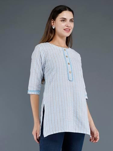 AnjuShree Choice Women Indian Cotton Short Kurti Tunic | ORDER 1 SIZE BIGGER