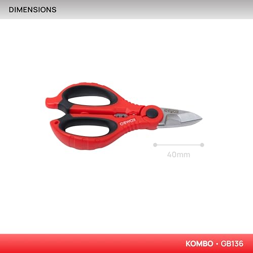 Kombo - Forbice Da Elettricista Professionale 3 In 1 Da 150Mm, Tagliare, Spellare, Crimpare Con Fodero Protettivo - 4