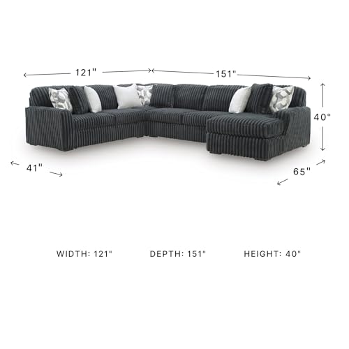 Image of Signature Design by Ashley Midnight-Madness 4-Piece Corduroy Sectional