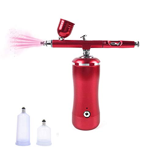 HXZB Aerógrafo Kit Portátil con Pluma De La Bomba De Pulverización Mini Compresor De Aire para Los Modelos De Torta Arte del Tatuaje Pintura A Pistola Artesanías De Coches,Rojo