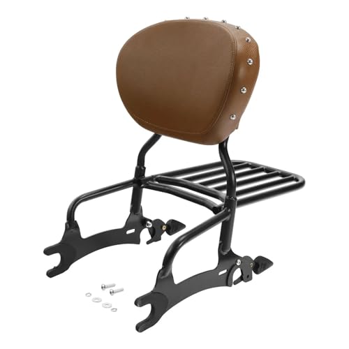 Beifahrer-Rückenlehne Motorrad-Sissybar-Gepäckträger Mit Rückenlehne Für Indian Für Challenger Dark Für Horse 2021 2022 2023 2024(Black Brown)