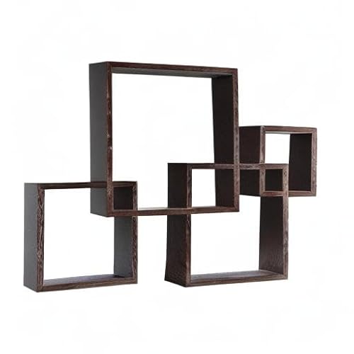Danya B. Decorative Wall Mount Floating Intersecting Cube Accent Wall Shelf (Black)