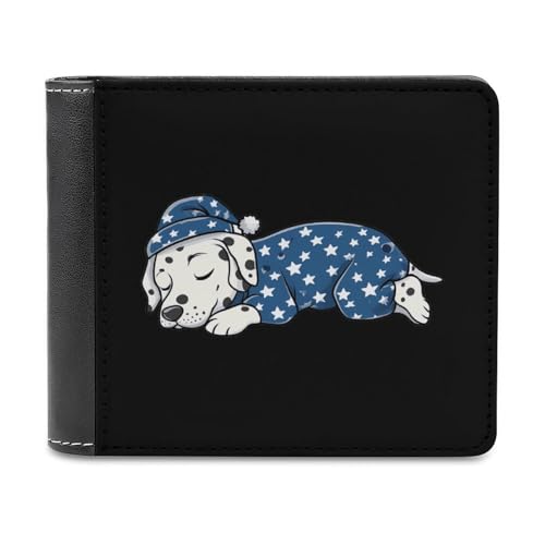 Sleeping Dalmatian Dog Fashion Bifold Wallets for Men Women Slim & Thin Credit Card Holder Wallet Purse
