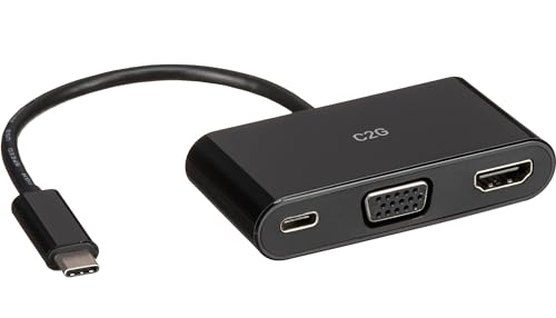 C2G USB-C® to 4K HDMI® and VGA Multiport Adapter with Power Delivery up to 60W - Black