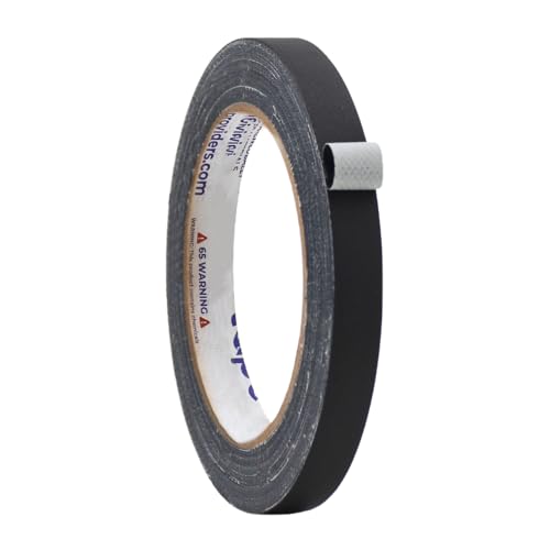 WOD Gaffer Tape, Black Low Gloss Finish Film, 1/2 inch x 60 ft. Residue Free, Non Reflective Cloth...