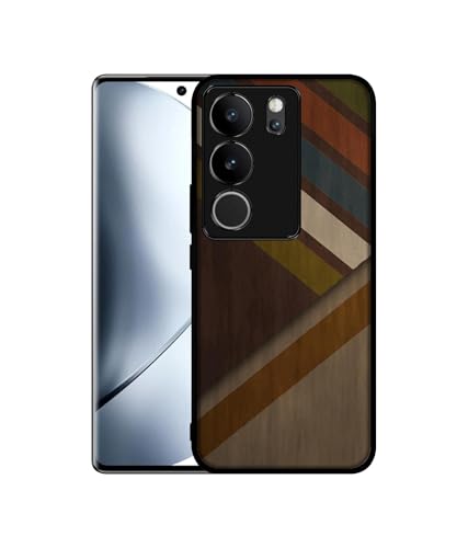 Image of Colorful Wooden Pattern Design Premium 2D Printed Metal Back Case Cover for Vivo V29 5G / V29 Pro 5G