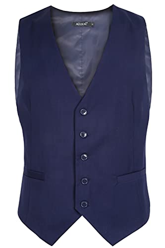 Image of Alizeal Mens Classic Solid Suit Vest Regular Fit Tuxedo Waistcoat | Classic for Wedding Business Daily Wear Wedding