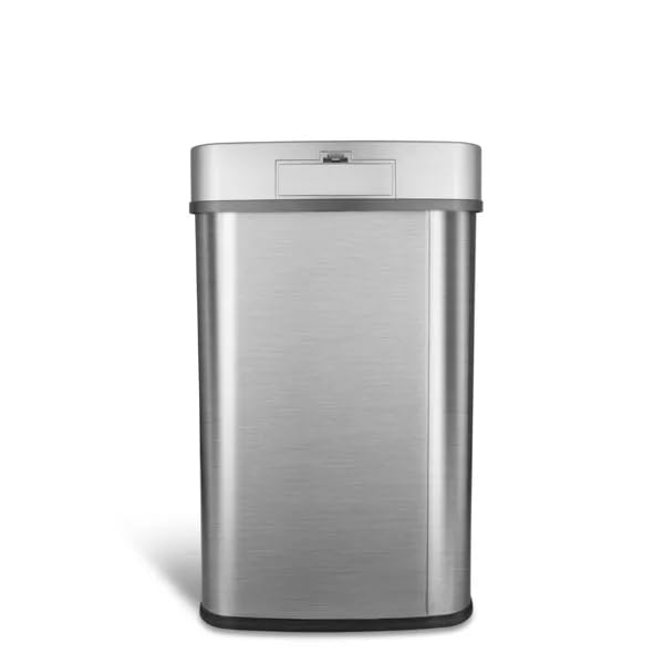 Caneca de basura rectangular con sensor 13 galones acero inoxidable miniatura 4