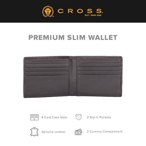 Cross Branded Wallet for Men Leather Original | Premium Slim Wallet for Men Stylish Money Bifold Genuine Leather Gents Purse with 6 Card Compartment Holder Slots - Navy