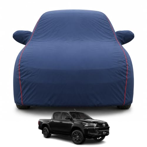 Image of Premium Car Cover for Toyota Hilux Model | 100% Waterproof, UV & Dust Protection, Full Body Cover | Mirror & Antenna Pocket | Triple Stitched, Soft Inner Lining, Belt & Buckle (Navy Blue)