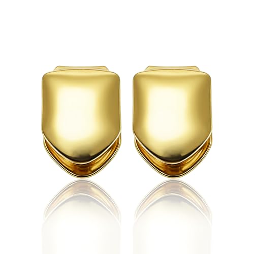 Habbiful 2 PCS Grills for Your Teeth, Grillz Teeth Men Hip Hop 18K Gold Tooth Cap Fake Grillz Mouth Teeth 90s Accessories for Women
