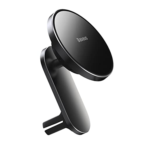 Image of Baseus Magnetic Car Mount Wireless Charger, MagSafe Compatible, for iPhone 12 13 14 15 16 17 Series, 15W Fast Charging, Dashboard /Air Vent Mount, 360? Rotation, Black