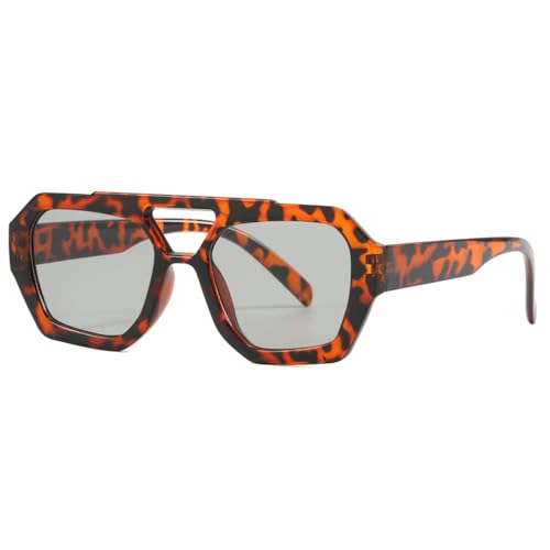 Lunettes UV400 double pont à filtre dégradé léopard pour une vision sportive optimale