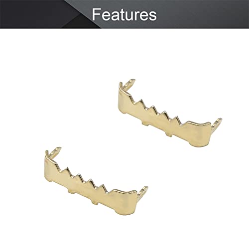 Image of MroMax 300PCS No Nail Sawtooth Picture Hangers 1.02 inch Nailess Zinc Plated for Hard and Soft Wood Frames Hanging Gold