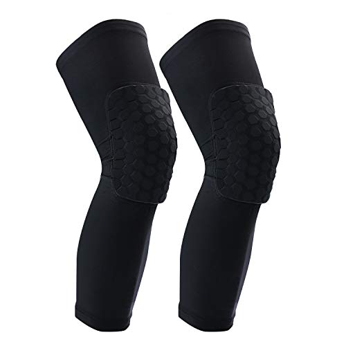 SKDK Basketball Knee Pads Baseball Knee Braces, Collision Avoidance Long Compression Knee Sleeves, Volleyball Football Sports Leg Sleeves, Knee Support for Youth Men Women (Black,M)