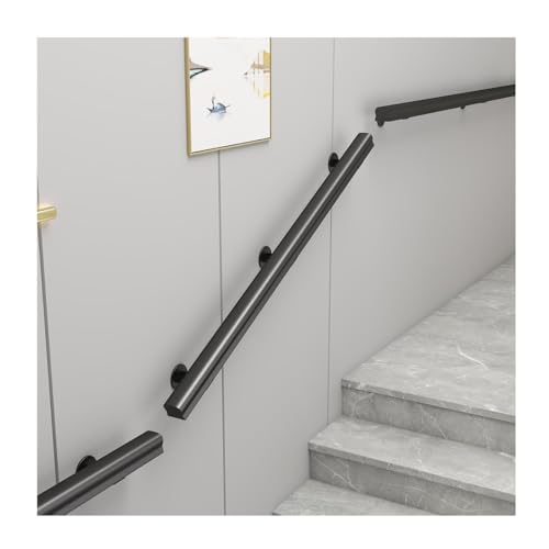 黒の木製手すり安全レール壁取り付け階段手すりホームガードレール廊下屋内(80cm)