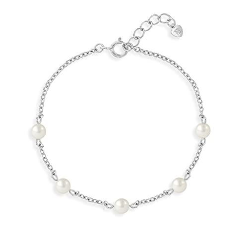 925 Sterling Silver Delicate Freshwater Cultured Pearl Strand Adjustable Bracelet For Little Girls - Classic and Elegant Children's Jewelry For Formal Occasions - Gifts For Religious Events