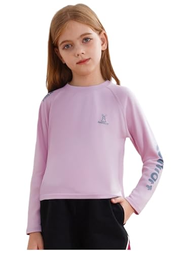 LiiYii – Camiseta deportiva para entrenamiento y correr, camisa de chándal color liso, camiseta para senderismo, camping, morado claro, 7-8 Años