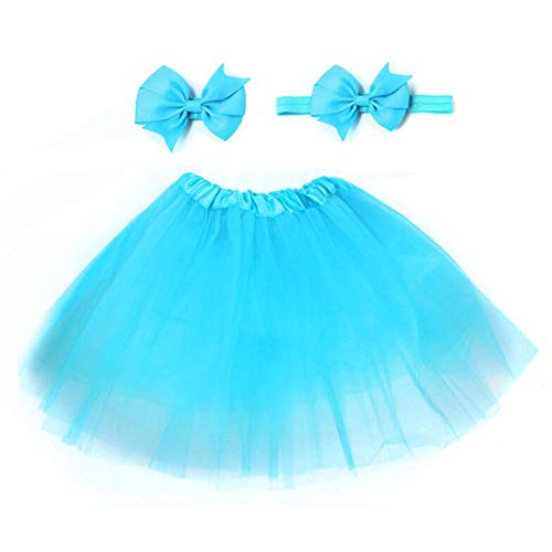 October Elf - Falda de tutú para bebé con banda para el pelo, lazo y nudo, para sesiones fotográficas de bebé, para uso diario turquesa Talla única