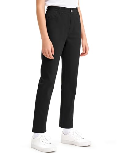 Image of KEREDA Girls School Uniform Slim Fit Pants with Pockets School Skinny Pants