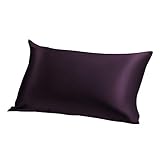 Natürlich hypoallergen ElleSilk 100% Seide Kissenbezug, Seide Kopfkissenbezug, 22 Momme, Hochwertigste Maulbeerseide, Natürlicher Farbstoff, Super Weich und Gemütlich, 50 x 75 cm, Dunkel Violett