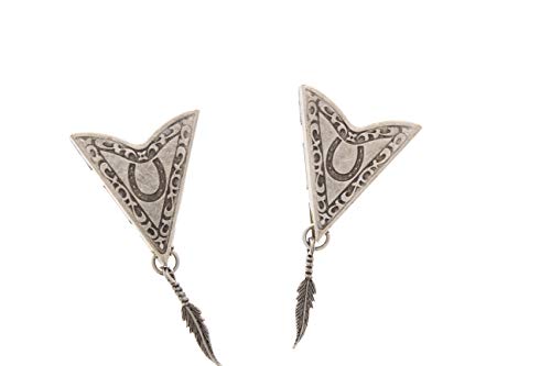 HHH Designs Horse Shoe Collar Tips - Western Collar Tip - Silver Finish - Dress Shirt Collar Stays - Collar Stays for Men & Women