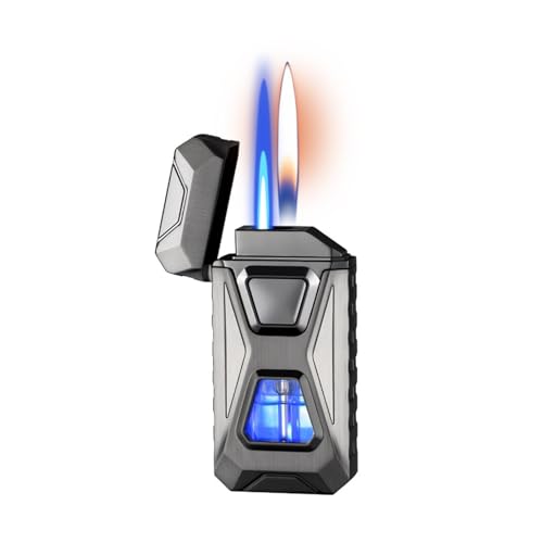 Encendedor de doble llama para acampar e iluminación de velas con ventana de gas 2