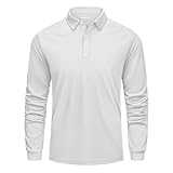 [KEFITEVD] ゴルフ ポロシャツ メンズ 作業着 軽量 吸汗 ビズポロ 長袖 通勤着 ランニングシャツ スポーツ ドライtシャツ カジュアル 襟付きシャツ ホワイト M