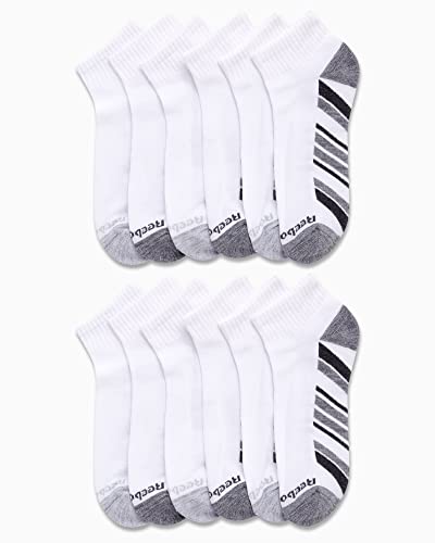 Reebok Men's Quarter Socks - 12 Pack Soft Performance Quarter Socks for Men - Breathable Men's Athletic Socks (Size 6-12.5), Size 6-12.5, White2