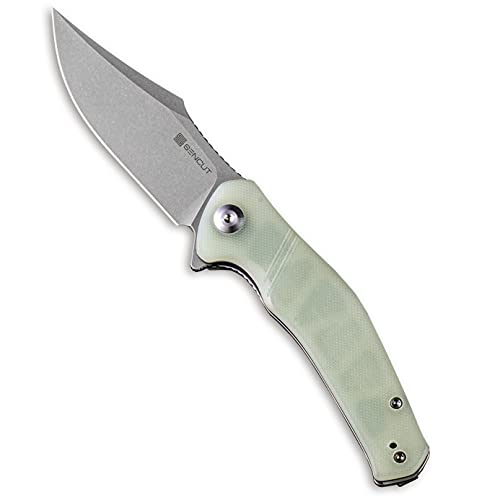 Sencut Episode Pocket Knife For Edc, Stonewashed 3.48" 9Cr18Mov Folding Knife With Reversiable Deep Pocket Clip, Natural G10 Handle Flipper Knife For Outdoor Hunting Camping, Great Gift For Men Women Sa04C #TOP11