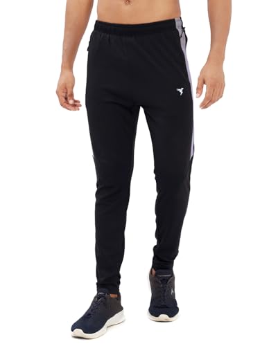 Image of TECHNOSPORT Men's Slim Fit Mid Rise Solid Trackpant with Techno Dry for Gym, Workout & Sports