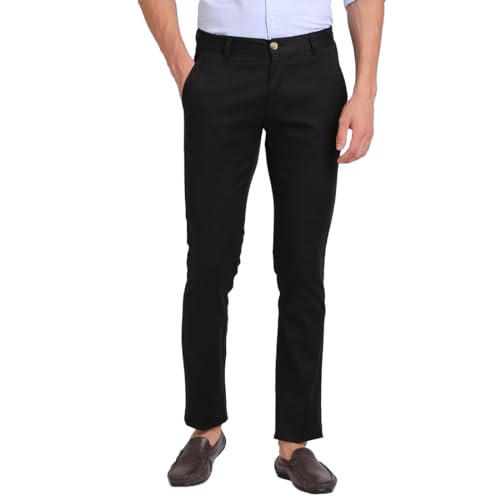 Image of ADRO Ankle-Length Cotton Slim Fit Chinos For Men's Casual Cool With Adjustable Waist Band.