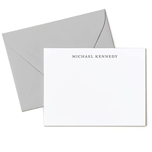 Personalized Professional FLAT Womens Mens Traditional Office Stationery, Stationary Notecard And Envelope Set - SIMPLICITY FLAT