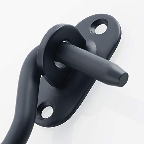 Alise 4 Inch Solid Stainless Steel Hook And Eyes Catch Door Latch Locks For Window Barns Cabin Sliding Double Doors Gates Garage Shed Doors,9.55Mm-Dia,Matte Black #TOP5