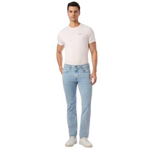 Image of Pepe Jeans Men's Straight Fit Jeans|Mid Rise |Stretchable Fabric| Jeans for Men | Available in Plus Size