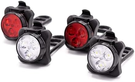 Rechargeable LED Bike Light Set, 2 Super Bright Front Bicycle Headlights, 2 Back Rear Taillights, IPX4 Waterproof, 4 Light Mode Options; Easy to Install for Men Women| Ultimate Safety and Style