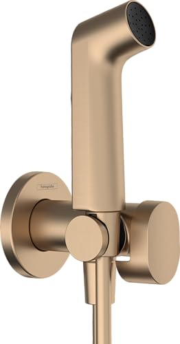 hansgrohe set de bidé S, ducha de bidet con 1 tipo de chorro ahorro de agua (EcoSmart), incl. llave de paso, soporte de ducha y flexo de ducha 1,25 m, para agua caliente, bronce cepillado