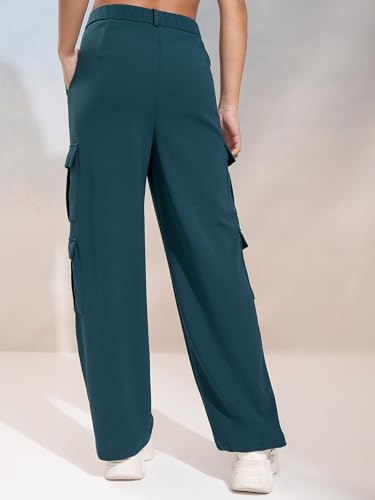 Image of Tokyo Talkies Pure Cotton Straight Wide Leg Cargo Pants |Relaxed Fit Utility Trousers