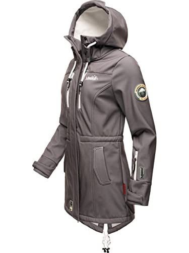 MARIKOO Damen Übergangsjacke Softshellmantel mit Kapuze Zimtzicke Grau Gr. XS