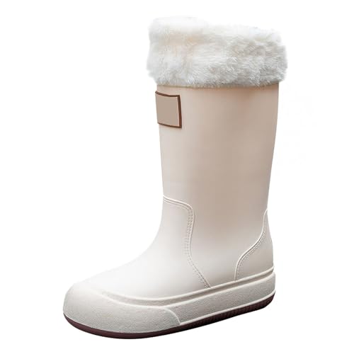 Generisch Botas de goma para mujer, forradas, botas de lluvia, impermeables, botines de trabajo, botas de Wellington, botas de lluvia, botas de agua, botas de jardín, botas de lluvia, Blanco, 38 EU