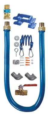 Dormont 1650KIT60PS 1/2" Blue Hose Moveable Gas Connector Kit 60" Long with Blue PVC, 1 SnapFast QD, 1 Pair of Safety Set & 1 Full Port Valve (2) 90° Elbows