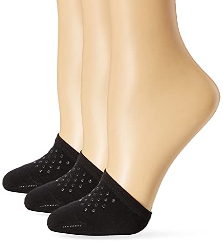 Hue Women's Toe Cover With Grippers, 3 Pack Sockshosiery, -black, One Size